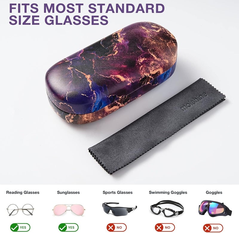 molshine Hard Shell Leather Sunglasses Case,Classic Large Glasses Case for Women Men,Sunglass Eyeglasses - Image 3